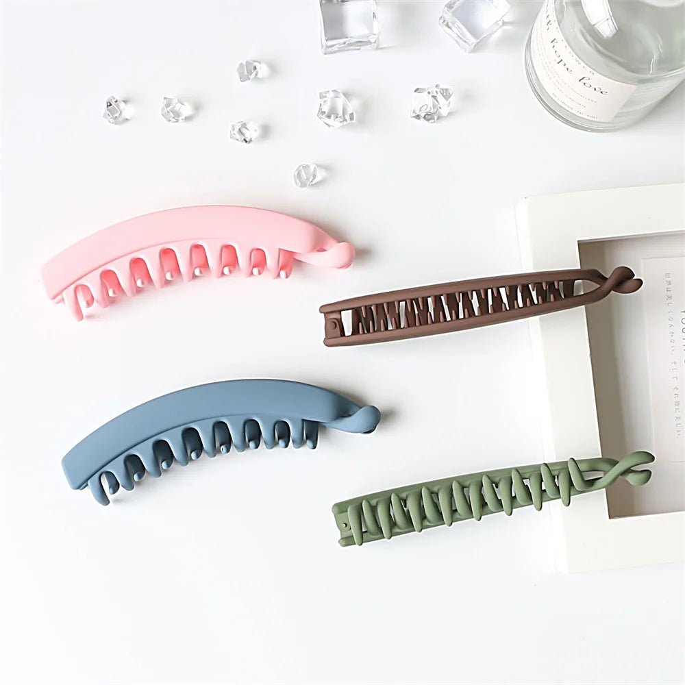 Frosted Solid Color Banana Hair Clips – Fashion Ponytail Barrettes & Hair Claws for Women